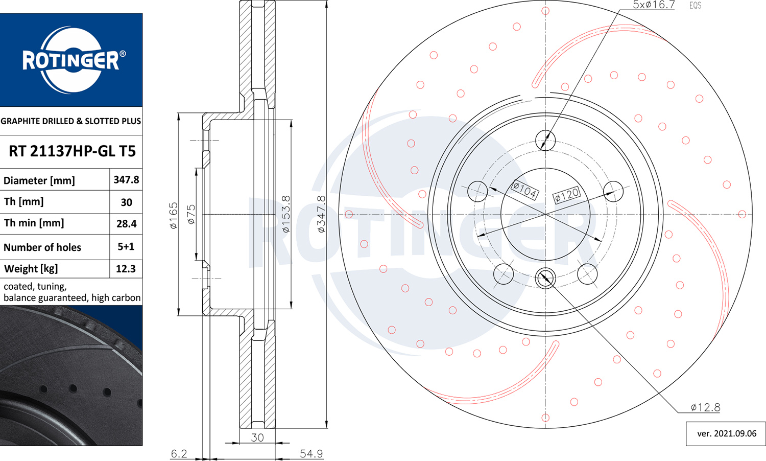 ROTINGER Féktárcsa, mind RT21137HP-GLT5_ROT